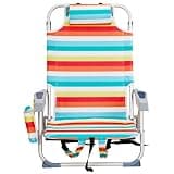 Folding Beach Chair Rainbow Stripes, 5-Position Adjustable Backrest