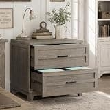 IDEALHOUSE Farmhouse 2-Drawer Lateral Filing Cabinet, Large Capacity Hanging File Storage Cabinet for Legal Letter A4, Heavy Duty Sturdy Frame, Thick Top, Home Office Side Desk Organizer, Rustic Gray