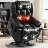 Lay Flat Power Lift Recliners Chair with Massage Heat Leather Infinite Position Electric Recliner Chair with Independent Control Footrest and Backrest for Living Room