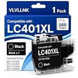 VLVLLNK LC401XL LC401 Black Ink Cartridges Compatible for Brother LC 401XL 401 XL LC 401 to use with Brother MFC-J1010DW MFC-J1170DW MFC-J1012DW MFC-J1800DW Printer
