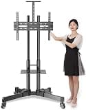EliteBloom Rolling Tv Stand, Mobile Tv Cart, Mobile Tv Stand, Universal Tv Cart with Swivel Adjustable Mount Brackets and Wheels,