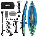 JustSmart Lightweight Drop Stitch Inflatable Kayak for 1 Adult – 450lbs Capacity, Adjustable Paddle, Detachable Seat, Dual-Action Pump, Carry Bag, Ideal for Fishing, Touring & Recreation – Size: