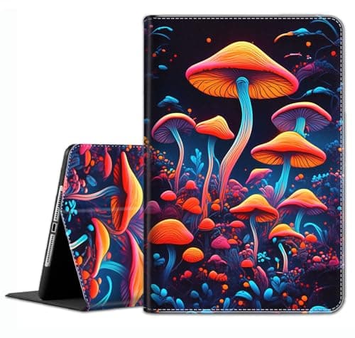 Case for iPad A16 11th Gen 11 Inch (2025), 10th Gen 10.9 Inch (2022) Model A3354, A3355, A3356, A2696, A2757, A2777 ，Slim Fit Standing Cover with Auto Sleep/Wake，Colorful Mushrooms 1