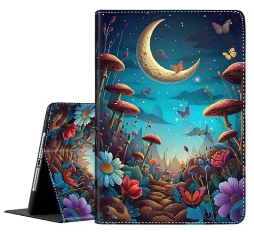 Case for Samsung Galaxy Tab S10 Lite/ S10 FE 2025/ S9 FE 10.9 Inch/ S9 11 Inch 2023, Multi-Angle Stand Smart Protective Cover, Shockproof Case Auto Sleep/Wake，Fantastic Wonderland with Mushrooms