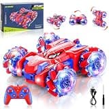 Punieayi Spider Remote Control Car, 2.4Ghz RC Cars with Headlight Double Sided Off-Road 360° Rotating Rechargeable 4WD RC Stunt Car Indoor Outdoor Spider Toys for Boys 4-6 5-7 8-13