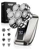 TEPOTZ Head Shavers for Bald Men, 5-in-1 Detachable Head Shaver, Grooming Kit, 120-Min Run & IPX7-Steel Gray