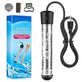 CrestWave 2000W Immersion Water Heater Electric, Portable Water Heater with 304 Stainless Steel Guard & Digital LCD Thermometer, Fast Heating for Buckets, Bathtubs, Inflatable Pools
