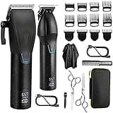 DAXXIN Hair Cutting Tool, 2PCS Hair Clippers for Men,Professional Hair Cutting Kit,Cordless Barber Clipper and T-Blade Beard Trimmer Set