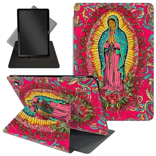 for Amazon Kindle Fire Max 11 Case (2023 Release 13th Generation),360 Degree Rotating Stand Protective Cover with Auto Up/Sleep Feature for Kindle Fire Max 11 Tablet,Our Lady of Guadalupe & Rose