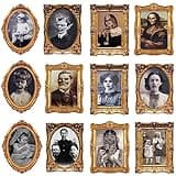 ECGER Halloween Decorations Indoor, Haunted Scary Decor - 3D Changing Face Pictures, Vintage Moving Wall Portraits Frame, For Horror Spooky Party Mansion Castle House Home Decoration(12 Pieces)