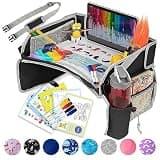 PILLANI Kids Travel Tray for Car - Car Seat Tray with Activity Sheets & Pens, Road Trip Essentials for Car & Airplane, Must Have Toddler Travel Lap Desk Accessories - Road Trip Activities for Kids