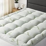 True Sleep Bamboo Mattress Topper, Cooling Thick Breathable Viscose Made, Soft Quilted Fitted Mattress Cover with Down Alternative Fill R, (8-21”deep Pocket)(King)
