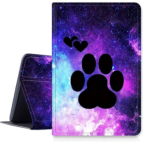 DIGTIALL for iPad (A16) 11th Generation 11 Inch 2025/10th Generation 10.9 Inch 2022, Slim PU Leather Folding Stand Protective Cover Case with Auto Sleep/Wake,Dog Paw Print