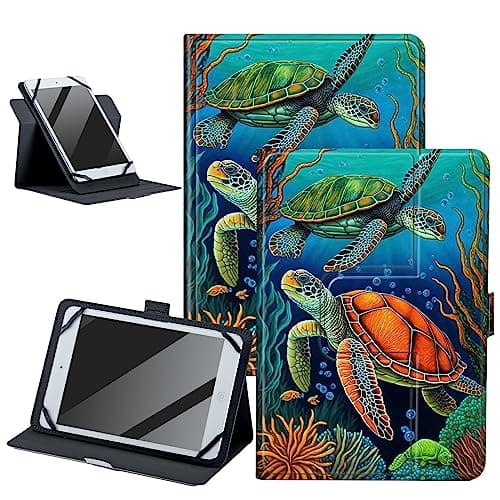 Turtles Universal Case for 7-9 inch Tablet, 360 Degree Rotatable Adjustable Kickstand PU Leather Cover Case for All Kinds of 7.0-9.0 inch Android/iOS/Windows Tablet