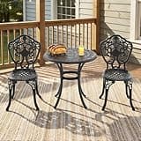 Star20XX Patio Set, Outdoor Dining Set, Cast Aluminum Dining Set, Black 3 Piece Table and Chairs with Round Table, Umbrella Hole, Powder Coated 2 Seat Patio Set