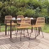 KLGBNCVE 5 Piece PE Rattan Patio Dining Set with Tempered Glass Table and Steel Frame for Outdoor Use
