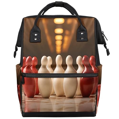 Obtravar Bowling Ball Theme Diaper Bag Backpack Waterproof Travel Portable Mommy Bag Large Capacity Multifunction Nappy Bags with Stroller Straps