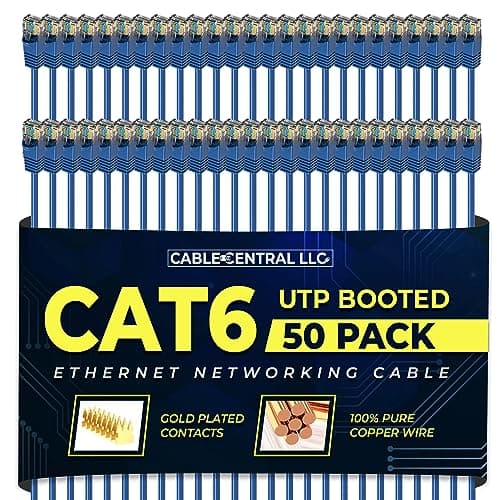 Cable Central LLC (Blue Cat6 Ethernet Cable 2 Ft (50 Pack) Cat6 Patch Cable, Cat6 Cable, Cat6 Network Cable, Internet Cable - 2 Feet