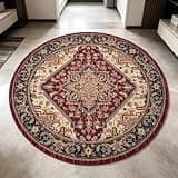 Graphene Electric Heating Carpet, Plush Surface Area Rug Heater, Fast Warm-Up, Space Heater Floor Rug for Bedroom, Living Room, Office (Diameter: 47.24in)(C)
