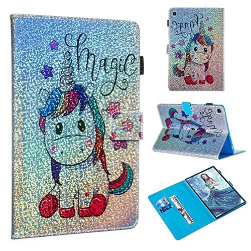 Galaxy Tab A 8.0 2019 Case P200,Shiny Rhinestone Sparkle Bling PU Leather Magnetic Flip Wallet Case with Card Holder Shockproof Cover for Galaxy Tab A 8.0" 2019 SM-P200/P205 Tablet
