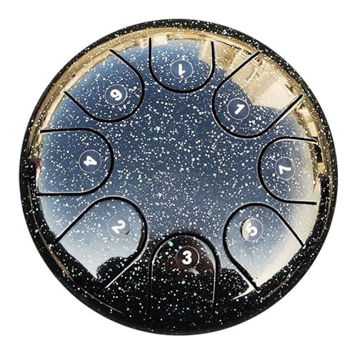 Black Steel Tongue Drum, Handpan Style Percussion Instrument with Pure and Relaxing Sound