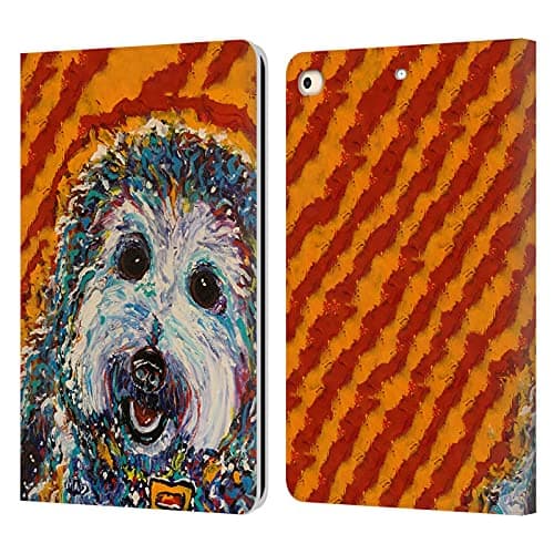 Head Case Designs Officially Licensed Mad Dog Art Gallery Lhasa Apso Dog 5 Leather Wallet Case Compatible with Apple iPad 9.7 2017 / iPad 9.7 2018