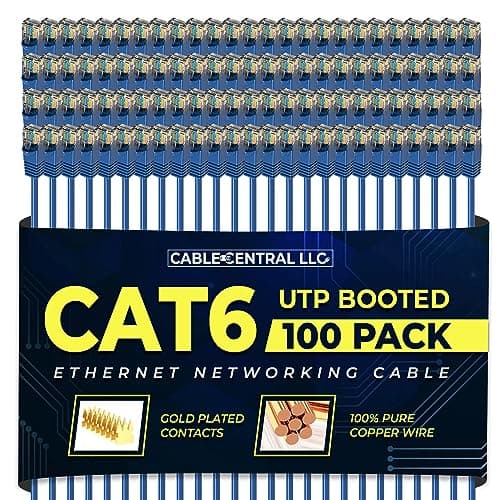Cable Central LLC (Blue Cat6 Ethernet Cable 50 Ft (100 Pack) Cat6 Patch Cable, Cat6 Cable, Cat6 Network Cable, Internet Cable - 50 Feet
