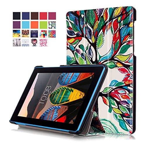Gvirtue Case for Lenovo Tab 3 7" Essential, TB3-710F, TB3-710I (NOT FOR Tab 7 Essential TB-3407F/I/X or any other Lenovo model) - Ultra Slim Lightweight PU Leather Folio Case Stand Cover