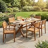 Christopher Knight Home Stamz 7 Piece Acacia Wood Outdoor Dining Table Set for 6, Extendable Dining Table and 6 Patio Chairs, Wooden Outdoor Patio Furniture Set, Slatted Design, Teak