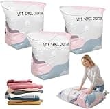 No Pump 3D Vacuum Storage Life Space Creator Better Life Space Bags for Clothes Blankets Bedding Comforters Ideal for Seasonal Gear & Travel(19.6 * 27.5-3ps)