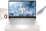 HP 14" Business & Student Laptop, 1-Year Office 365 and Copilot AI Included, 8GB RAM 576GB Storage (64GB eMMC+512GB Docking Set), Dual-Core Intel Processor, Windows 11, Rose Gold