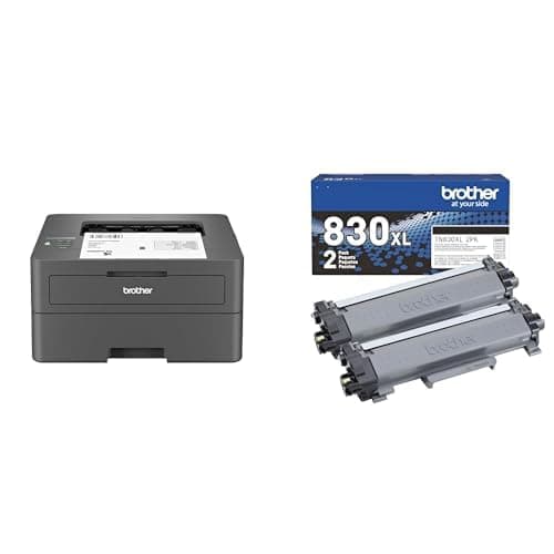 Brother HLL2405W Printer and TN830XL 2-Pack Black High Yield Toner