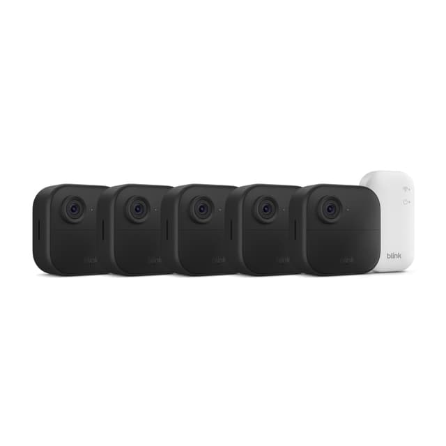 Blink Outdoor 4 – Wireless smart security camera, two-year battery life, 1080p HD day and infrared night live view, two-way talk. Sync Module Core included – 5 camera system