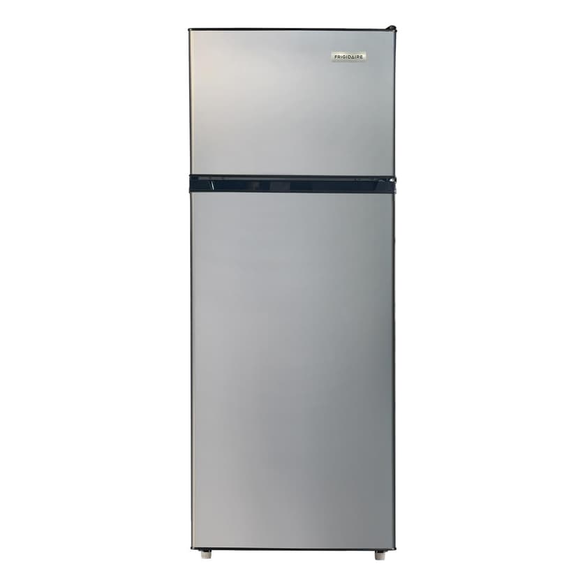 Frigidaire, 2 Door Apartment Size Refrigerator with Freezer, 7.5 cu ft, Adjustable Spill-Proof Shelves, Door & Crisper Bins, Platinum Silver, Garage Ready