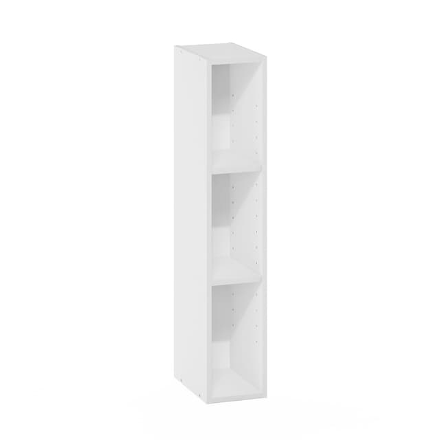 Furinno Fulda Book Shelf, 3-Tier Narrow Bookshelf, Bookcase with 6-in Width Storage Shelf, 9.3 x 5.9 x 31.5, for Living Room, Bedroom, Home Office, White