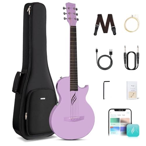 Enya NOVA GO SP1 Carbon Fiber Travel Guitar - 35" Acoustic Electric with Smart AcousticPlus Technology, Built-in Effects, USB Recording, Bluetooth Speaker, Beginner Bundle with Gig Bag & Accessories