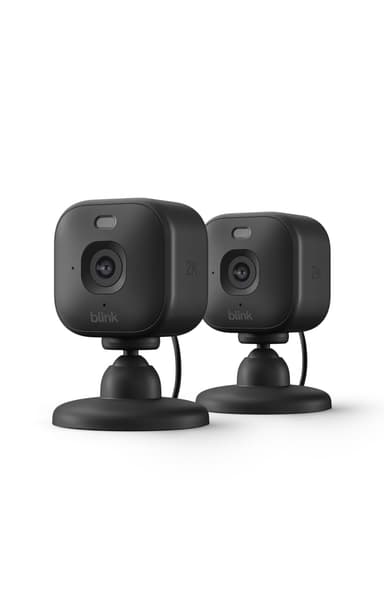 Blink Mini 2K+ (newest model) – Plug-in Home & Pet Security Camera with 2K video resolution, color night vision, enhanced audio, motion detection – 2 cameras (Black)