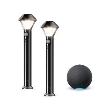 Ring Smart Lighting – Pathlight, Battery-Powered, Outdoor Motion-Sensor Security Light, Black (2-pack) + Echo (4th Gen)