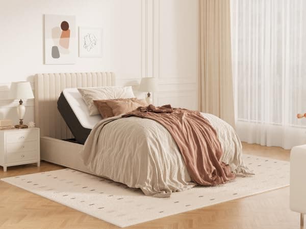 FLEXISPOT Twin XL Adjustable Bed Frame with 10" Gel Memory Foam Mattress – Zero Gravity & Soothing Massage, Medium-Firm Support, Bamboo Viscose Cover, 750 lbs Capacity