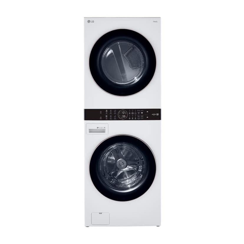 LG WashTower Stacked Smart Laundry Center 4.5 Cu.Ft. Front Load Washer & 7.4 Cu.Ft. Electric Dryer in White WKE100HWA