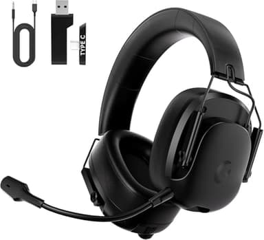 Rumoon Wireless Gaming Headset for PS5, PS4, PC, Switch, Gaming Headset with Detachable Noise Cancelling Mic, 2.4GHz & Bluetooth 5.3 Dual Connection, 7.1 Surround Sound Black