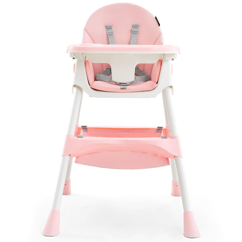 HARPPA 6-in-1 Convertible Baby High Chair for Toddlers, Foldable Highchair with Removable Tray for Eating & Playing, Adjustable 5-Point Safety Harness, Toddler High Chair with PU Cushion, Soft Blush