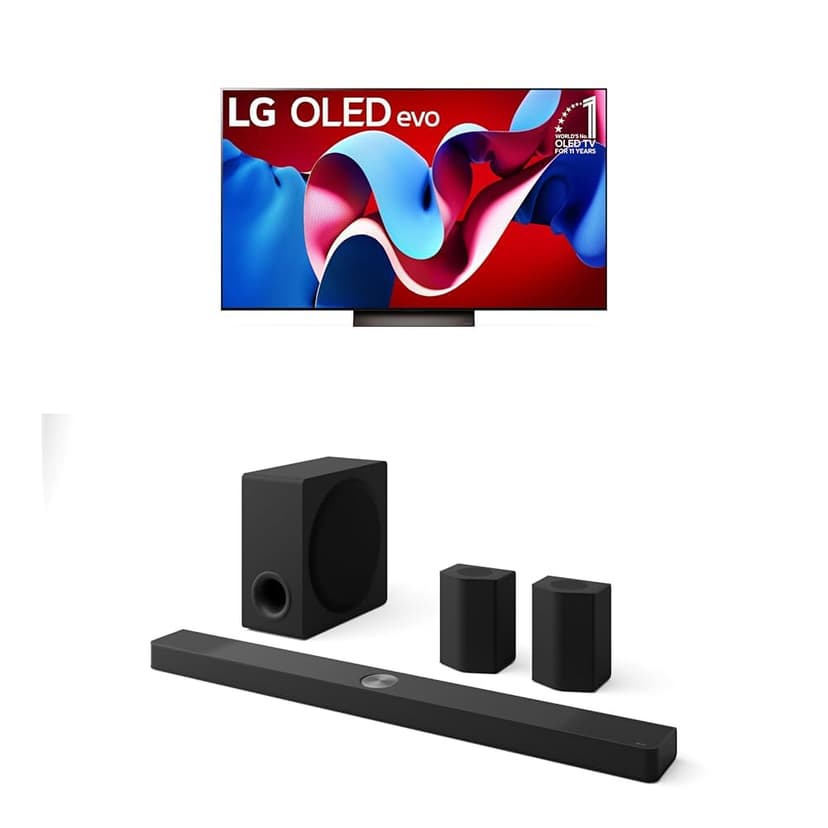 LG 65-Inch Class OLED evo C4 Series Smart TV 4K Processor Flat Screen with Alexa Built-in (OLED65C4PUA, 2024),LG 9.1.5 ch. Sound Bar with Wireless Dolby Atmos Soundbar and Rear Speakers