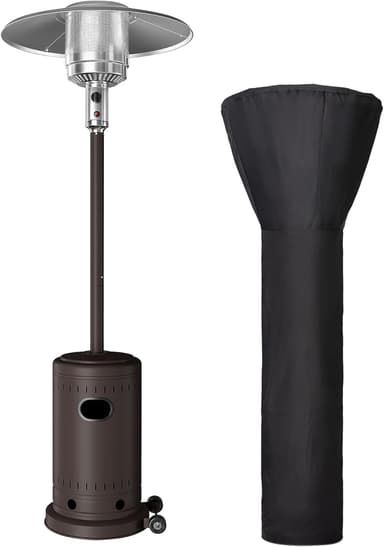 PAMAPIC Patio Heater, 48000 BTU Commercial Propane Outdoor Heater - 88 Inches Tall Standing Patio Heater With Cover, Bronze