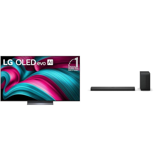 LG 65" OLED evo C5 Series 4K Smart TV Bundle S70TY 3.1.1-Channel Soundbar, Dolby Atmos, Wow Orchestra, Rear Speaker Ready, Wireless Subwoofer