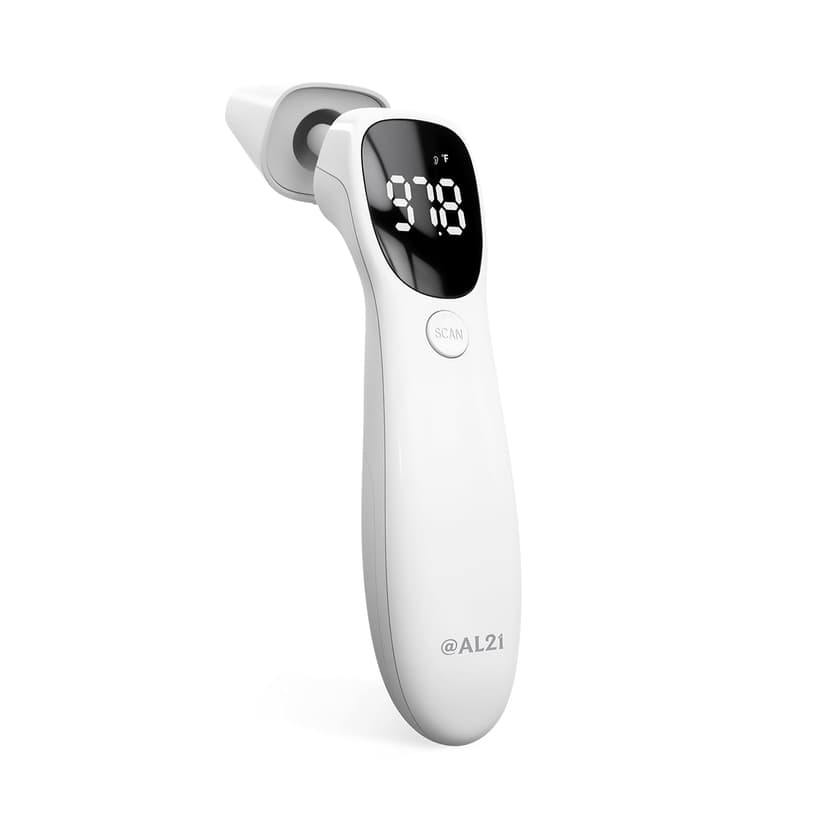 @AL21 Dual Mode Thermometer for Adults, Kids, and Babies – Infrared Digital Forehead and Ear Thermometer, No Touch with Fever Alarm and Fast Results