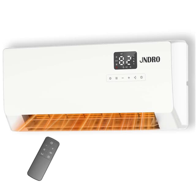 24-Inch Wall Mounted Electric Heater - 1500W Indoor Space Heater with LED Display, 3 Heat Settings, Oscillating Fan, Electric Heater for Bedroom Office Bathroom