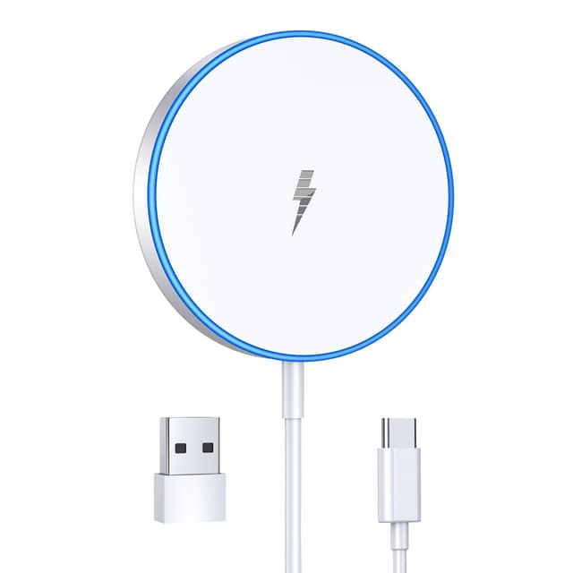 Magnetic Wireless Charger 15w Apple Mag-Safe Charger for iPhone 17 Pro Max/17 Pro/17Air/17/16/15/14/13/12 Series AirPods Series LED Magnet Charging Pad Mag Safe Charger with Dual Charging Ports