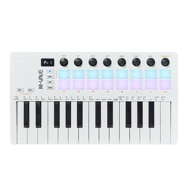 M-VAVE 25 Key USB MIDI Keyboard Controller Wireless Bluetooth 16 Backlit Drum Pads, 8 Knobs, Dynamic Keybed, Professional Beat Maker Sequencer Music Production