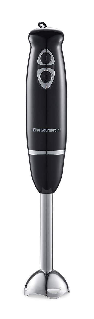 Elite Gourmet EHB1015 Immersion Hand Blender 500 Watts 2 Speed Mixing with Stainless Steel Blades, Detachable Wand Stick Mixer, Smoothies, Baby Food, Soup, Black